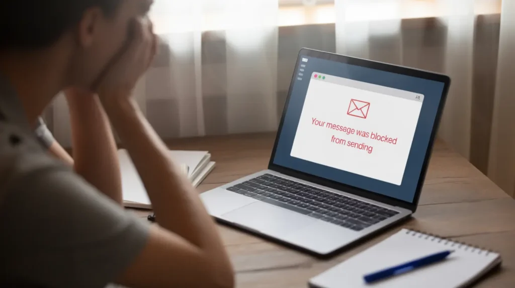 why is my message blocked on gmail from sending